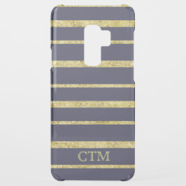 Monogram Glam Navy Gold Strip Uncommon Samsung Galaxy S9 Plus Hülle