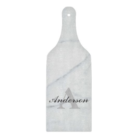 Monogram Glas Chopping Paddle - Grauer Marmor Schneidebrett (Vorderseite)