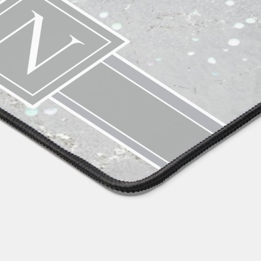Monogram, glatter Marmor, neutraler Grau, ID672 Schreibtischunterlage (Ecke)