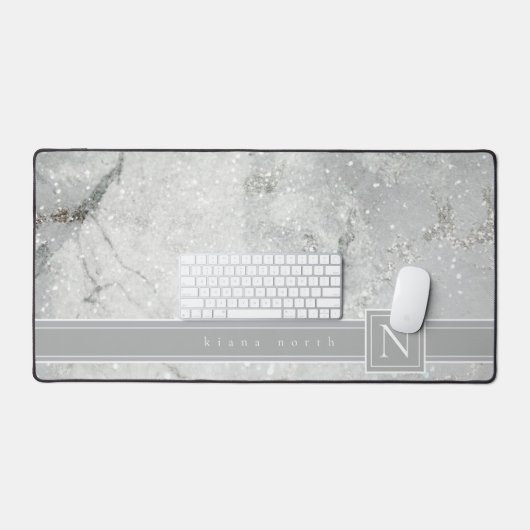 Monogram, glatter Marmor, neutraler Grau, ID672 Schreibtischunterlage (Tastatur & Maus)