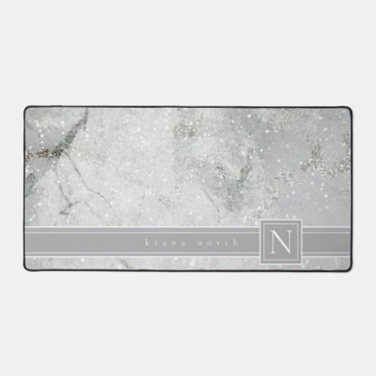 Monogram, glatter Marmor, neutraler Grau, ID672 Schreibtischunterlage (Vorderseite)