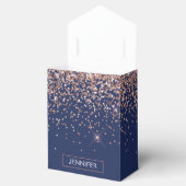 Monogram Glitzer Blush Pink Rose Gold Navy Blue Geschenkschachtel (Geöffnet)