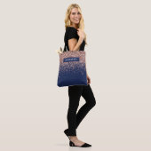 Monogram Glitzer Blush Pink Rose Gold Navy Blue Tasche (Am Model)