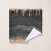 Monogram Glitzer für Gold Dripping Badhandtuch Set (Waschlappen)
