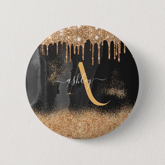 Monogram Glitzer für Gold Dripping Button (Vorderseite)