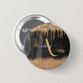 Monogram Glitzer für Gold Dripping Button (Vorne & Hinten)