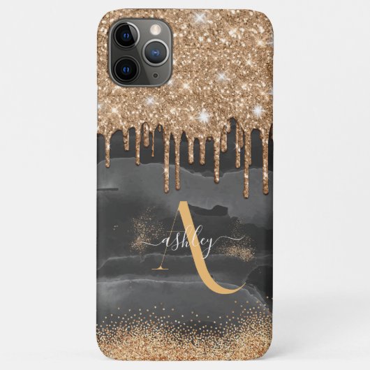 Monogram Glitzer für Gold Dripping Case-Mate iPhone Hülle (Rückseite)