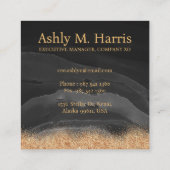 Monogram Glitzer für Gold Dripping Quadratische Visitenkarte (Rückseite)