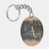 Monogram Glitzer für Gold Dripping Schlüsselanhänger (Vorderseite links)