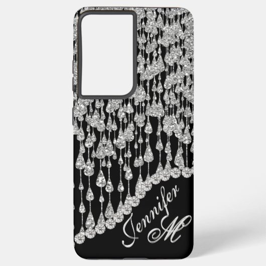 Monogram Glitzer Icicles Glam Samsung Galaxy Hülle (Rückseite)