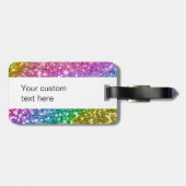 Monogram Glitzer Look Personalisiert Rainbow Gepäckanhänger (Rückseite horizontal)