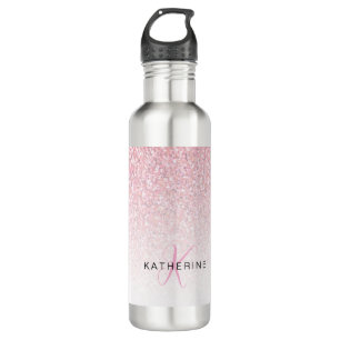 Monogram Glitzer Pink Sparkle Feminine Edelstahlflasche