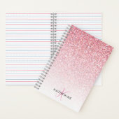 Monogram Glitzer Pink Sparkle Feminine Notizblock (Innen)