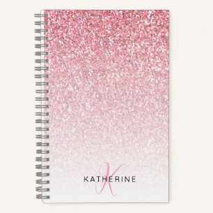 Monogram Glitzer Pink Sparkle Feminine Notizblock