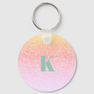 Monogram Glitzer Rainbow Schlüsselanhänger