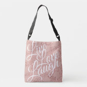 Monogram Glitzer Rose Blush Live Liebe Laugh Tasch Tragetaschen Mit Langen Trägern (Rückseite)