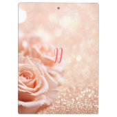 Monogram Glitzer Rose Gold Hintergrund und Rose Klemmbrett (Rückseite)