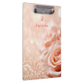 Monogram Glitzer Rose Gold Hintergrund und Rose Klemmbrett (Rechts)