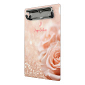 Monogram Glitzer Rose Gold Hintergrund und Rose Mini Klemmbrett (Gewinkelt2)