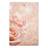 Monogram Glitzer Rose Gold Hintergrund und Rose Mini Klemmbrett (Rückseite)