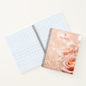 Monogram Glitzer Rose Gold Hintergrund und Rose Notizblock (Innenseite)
