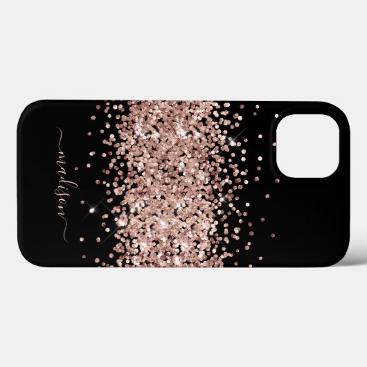 Monogram Glitzer Rose Gold Moderne Sparkasse Chich Case-Mate iPhone Hülle (Rückseite (Horizontal))