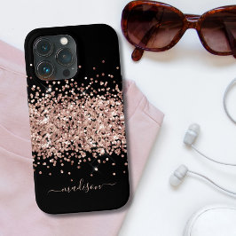 Monogram Glitzer Rose Gold Moderne Sparkasse Chich Case-Mate iPhone Hülle