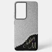 Monogram Glitzer Silver Glam Samsung Galaxy Case Hülle (Rückseite)