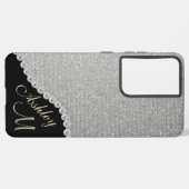 Monogram Glitzer Silver Glam Samsung Galaxy Case Hülle (Linke Seite)