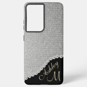 Monogram Glitzer Silver Glam Samsung Galaxy Case Samsung Galaxy Hülle