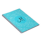 Monogram Glitzer Sparkle Aquamarin White Girly Ele Notizblock (Rechte Seite)