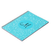 Monogram Glitzer Sparkle Aquamarin White Girly Ele Notizblock (Linke Seite)