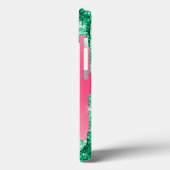Monogram Glitzer Tropfen Pink Green Trendy Case-Mate iPhone Hülle (Rückseite / Links)