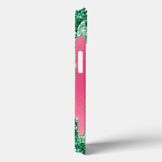 Monogram Glitzer Tropfen Pink Green Trendy Case-Mate iPhone Hülle (Rückseite / Rechts)