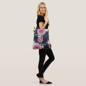 Monogram Glitzer Watercolor Pink Blue Floral Girl Tasche (Am Model)