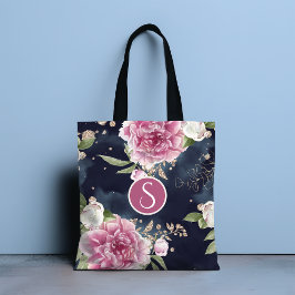 Monogram Glitzer Watercolor Pink Blue Floral Girl Tasche