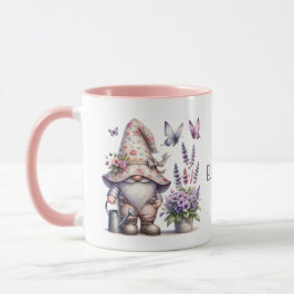 Monogram Gnome Lila Pink Blume Schmetterlinge Tasse