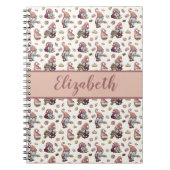 Monogram Gnomes Baking Cupcakes Donuts Pink Script Notizblock (Vorderseite)