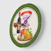 Monogram Go Together Like Wine Cheese Anniversary Große Wanduhr (Winkel)