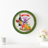 Monogram Go Together Like Wine Cheese Anniversary Große Wanduhr (Zuhause)