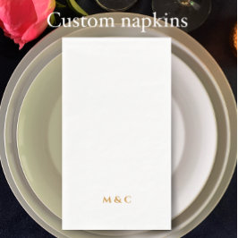 Monogram Gold 50th Wedding Anniversary Party Serviette