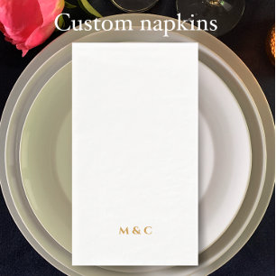 Monogram Gold 50th Wedding Anniversary Party Serviette