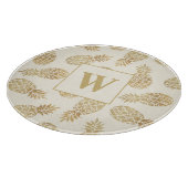 Monogram Gold Ananas auf Elfenbein Schneidebrett (Ecke)