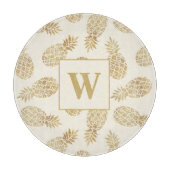 Monogram Gold Ananas auf Elfenbein Schneidebrett (Vorderseite)