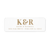 Monogram Gold and White Rücksendeadresse Wedding (Vorne)