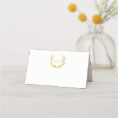 Monogram Gold Antlers | Hochgeklappte Platzkarten (Vorderseite)