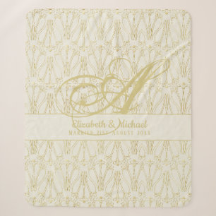 Monogram Gold ArtDeco Newlyweds Wedding Sherpadecke