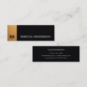 Monogram Gold Bar & Black Leather Mini Visitenkarte (Vorne/Hinten)