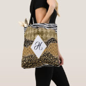 Monogram Gold Black Animal Print Safari Tasche (Von Nahem)