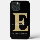 Monogram Gold Black, benutzerdefinierter Skriptnam Case-Mate iPhone Hülle (Rückseite)